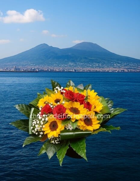 Magnifico bouquet rose rosse e girasoli